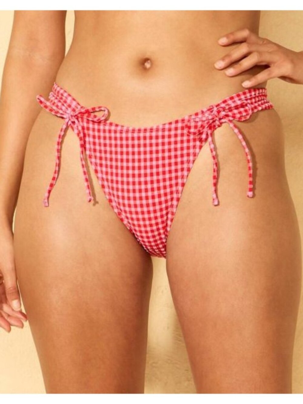 NEW Wild Fable Gingham Seersucker Low-Rise High Leg Extra Cheeky Bikini Bottom